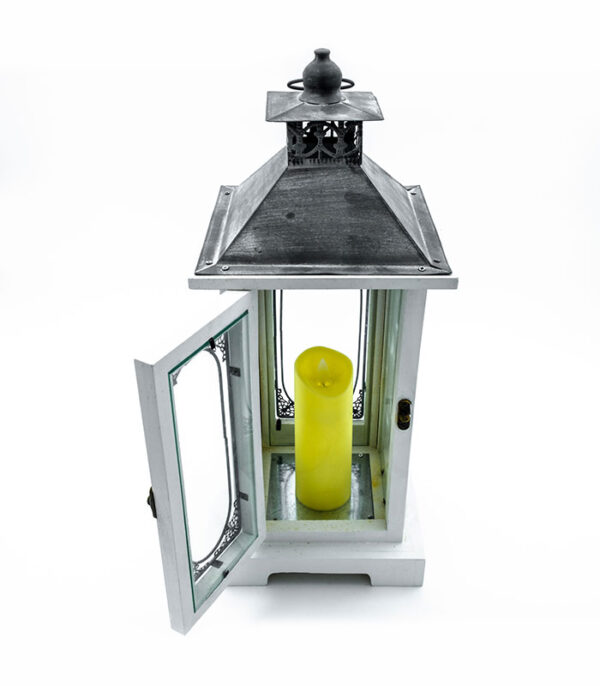 Lantern Candle Holder Rustic - wooden - square